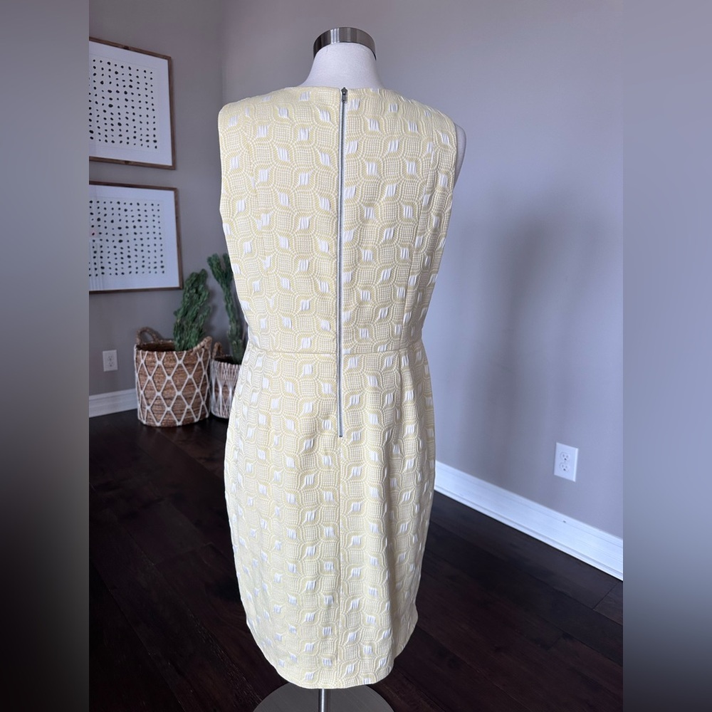 The Limited MCM Mod Mad Men Tulip Hem Cotton Sheath Dress Yellow/Ivory Size 12 - Picture 4 of 10